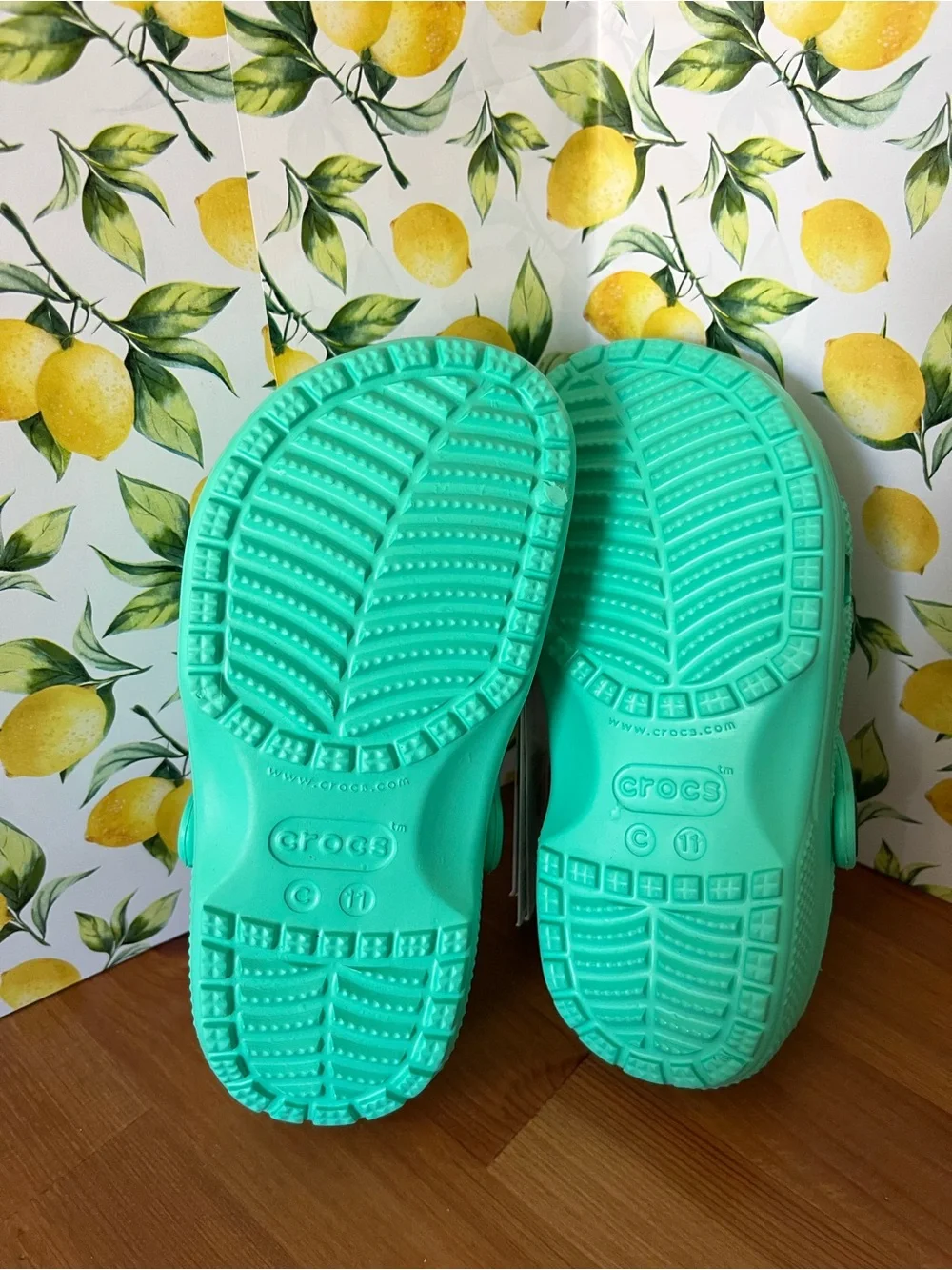 CROCS Kids' Mint  Green Clogs with Cute Charms Size C11